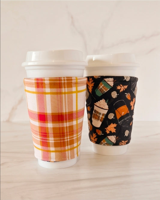 Latte & Leaves Reversible Cup Sleeve
