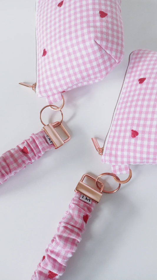 Gingham Scrunchie Wristlet Mini Pouch