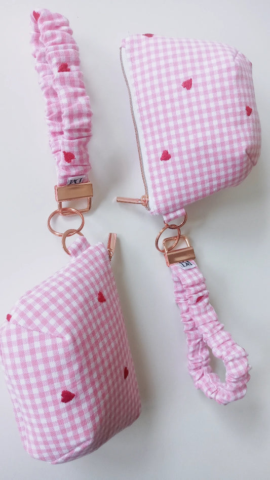 Gingham Scrunchie Wristlet Mini Pouch