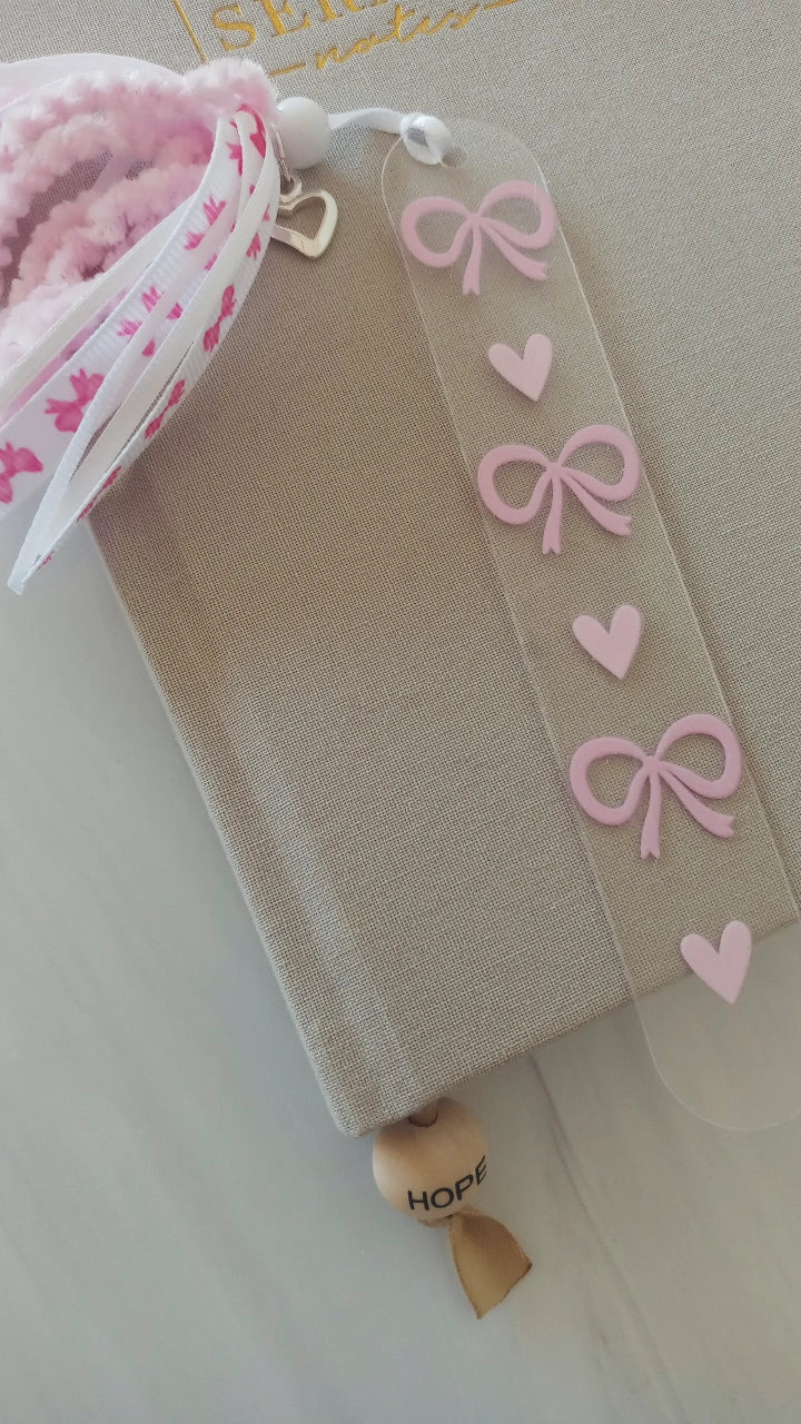 Hearts & Bows Acrylic Slim Bookmarker