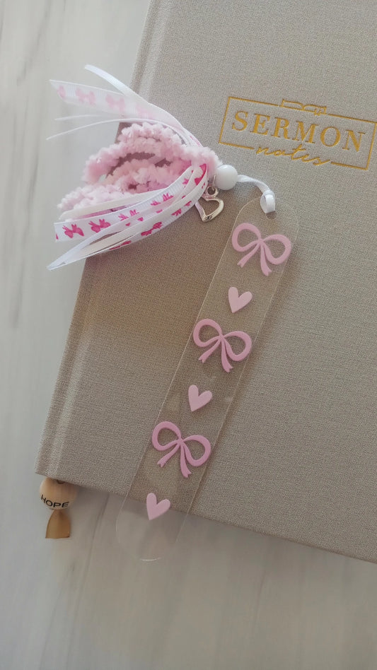 Hearts & Bows Acrylic Slim Bookmarker