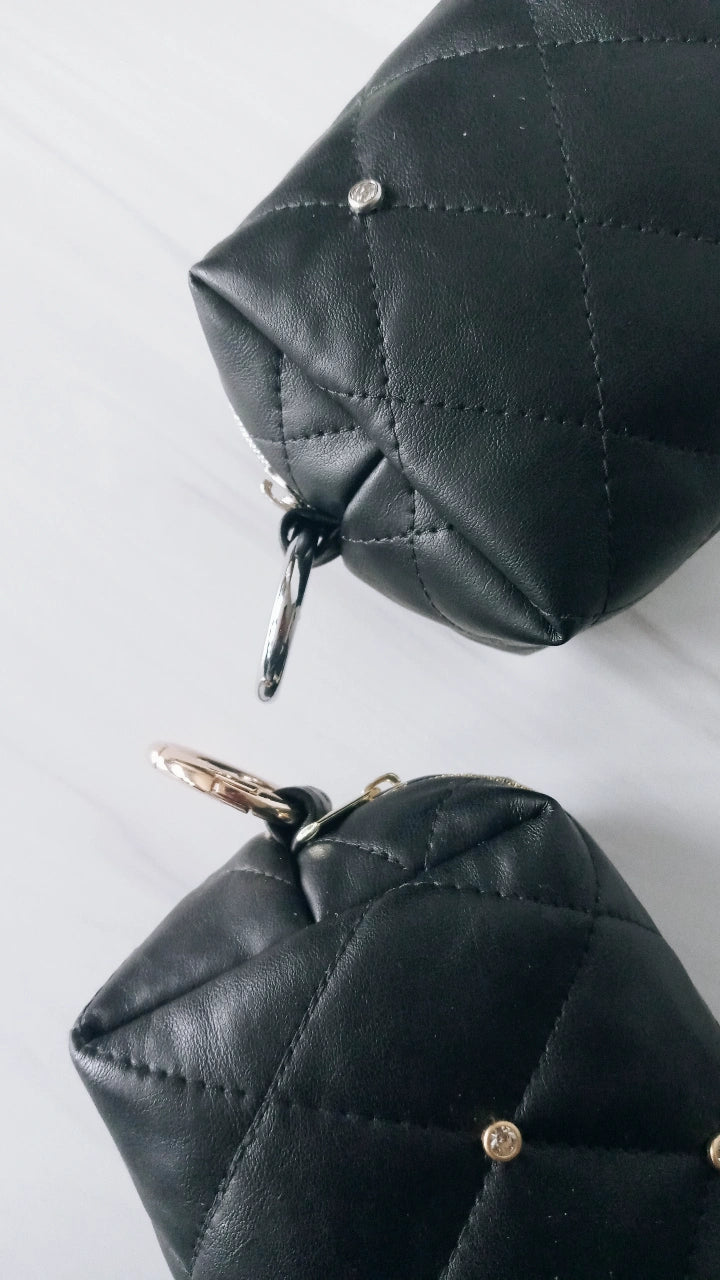 Studded Bag Charm in Onyx