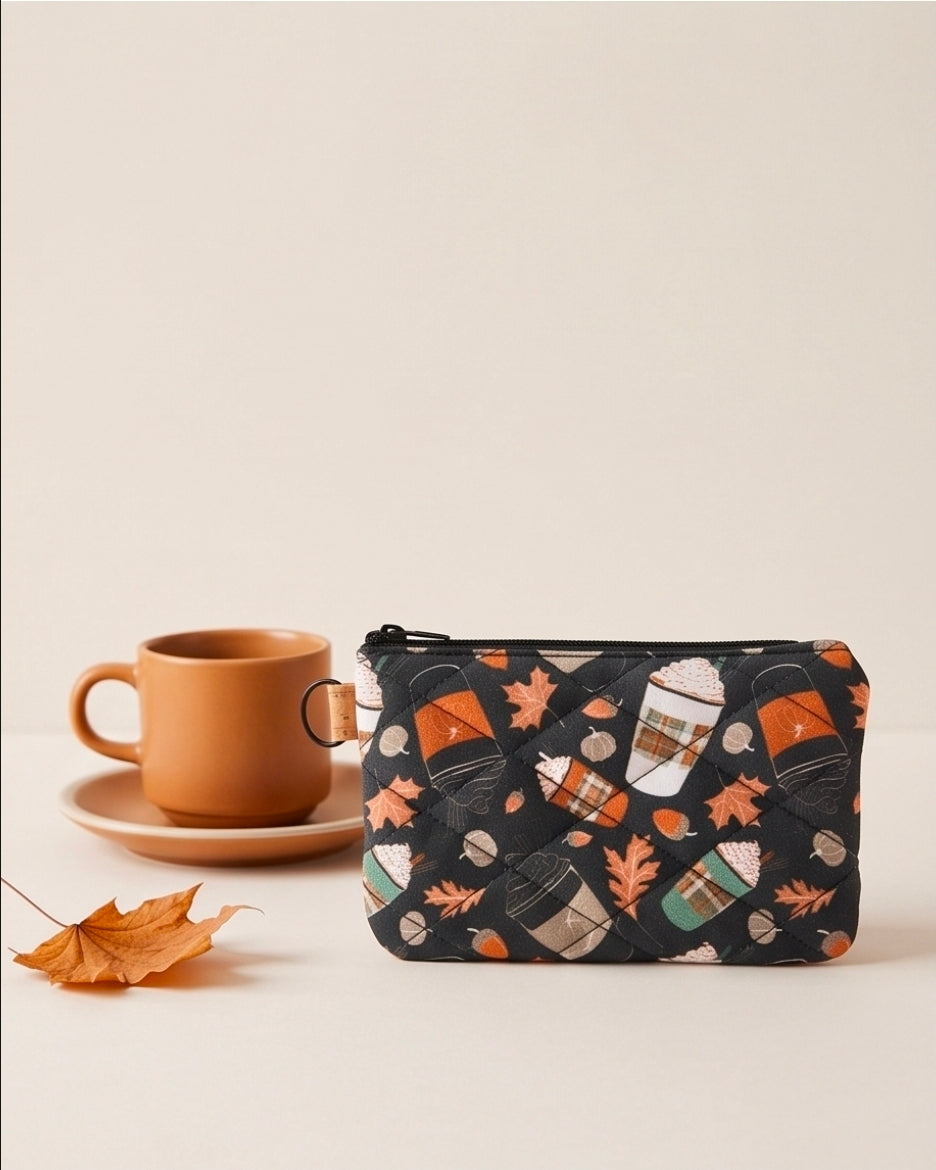 Latte's & Leaves Mini Pouch with fob