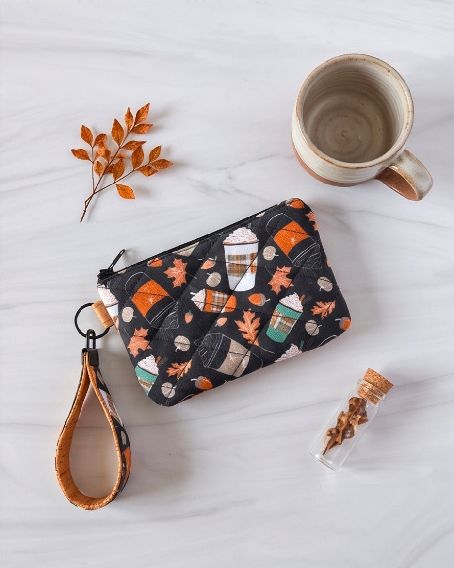 Latte's & Leaves Mini Pouch with fob