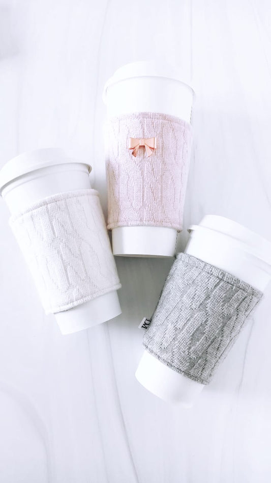 Cozy Knit Coffee Sleeve w/bow