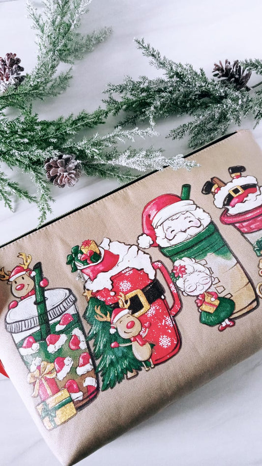 Holiday Cheer Canvas Zip Bags